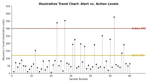 Alert Level vs Action Level trend chart example