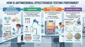Antimicrobial Effectiveness Testing process diagram.
