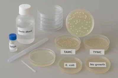 TAMC vs TYMC comparison showing microbial enumeration in pharmaceutical microbiology